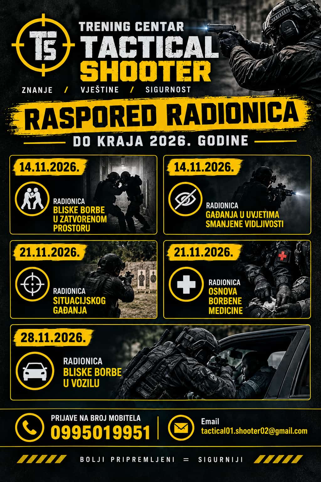 Raspored radionica Tactical Shooter do kraja 2026. godine
